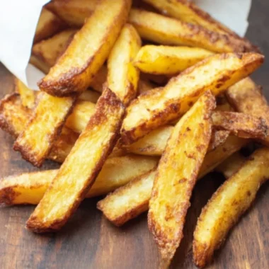 Crispy homemade French fries cooked in an air fryer