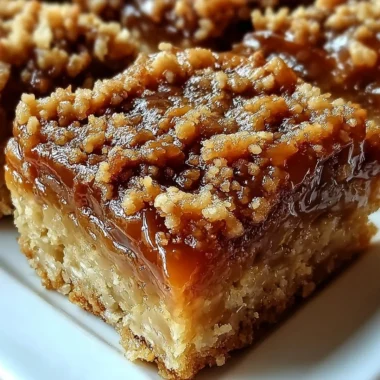 Delicious homemade Caramel Crush Bars with a rich caramel layer.
