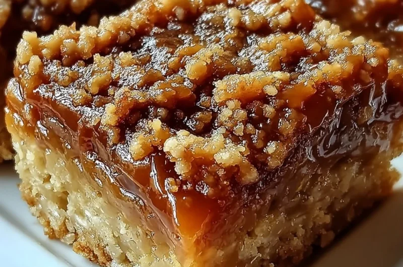Delicious homemade Caramel Crush Bars with a rich caramel layer.