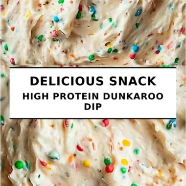 High Protein Dunkaroo Dip in a bowl with colorful sprinkles