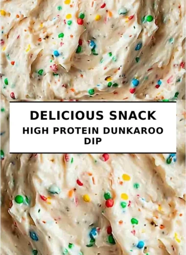 High Protein Dunkaroo Dip in a bowl with colorful sprinkles