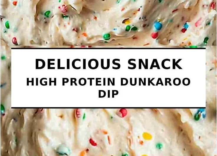 High Protein Dunkaroo Dip in a bowl with colorful sprinkles