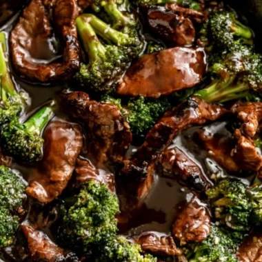 Beef and broccoli stir-fry served in a bowl with vibrant vegetables