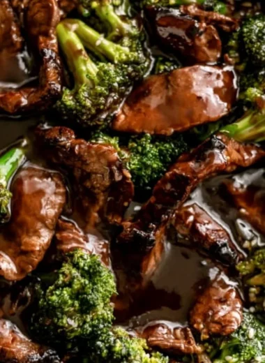 Beef and broccoli stir-fry served in a bowl with vibrant vegetables