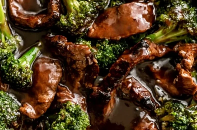 Beef and broccoli stir-fry served in a bowl with vibrant vegetables