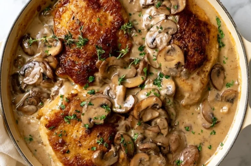 Creamy Mushroom Chicken dish featuring tender chicken and savory mushrooms