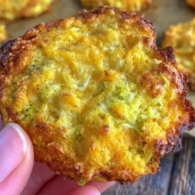 Plate of crispy broccoli cheddar rounds, a healthy low carb snack option