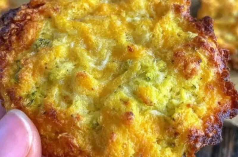 Plate of crispy broccoli cheddar rounds, a healthy low carb snack option