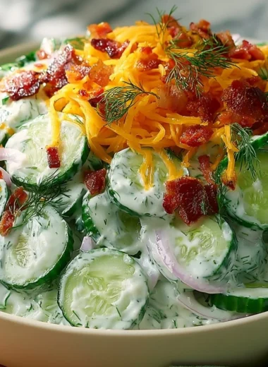 Bowl of Cucumber Ranch Crack Salad with fresh cucumbers and ranch dressing