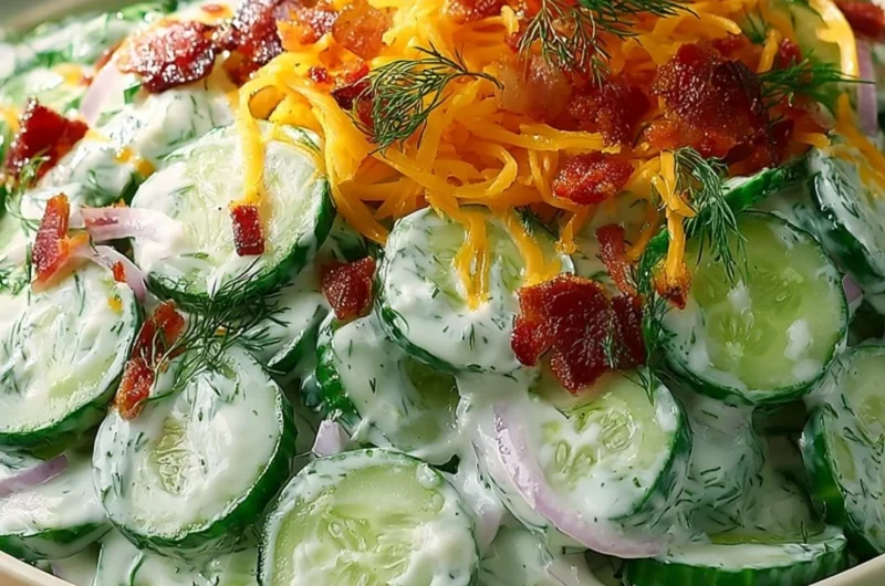Bowl of Cucumber Ranch Crack Salad with fresh cucumbers and ranch dressing