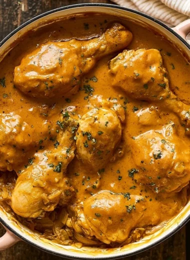 Delicious Southern smothered chicken served with creamy gravy and sides