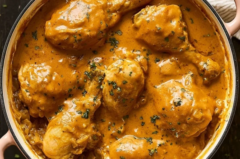 Delicious Southern smothered chicken served with creamy gravy and sides