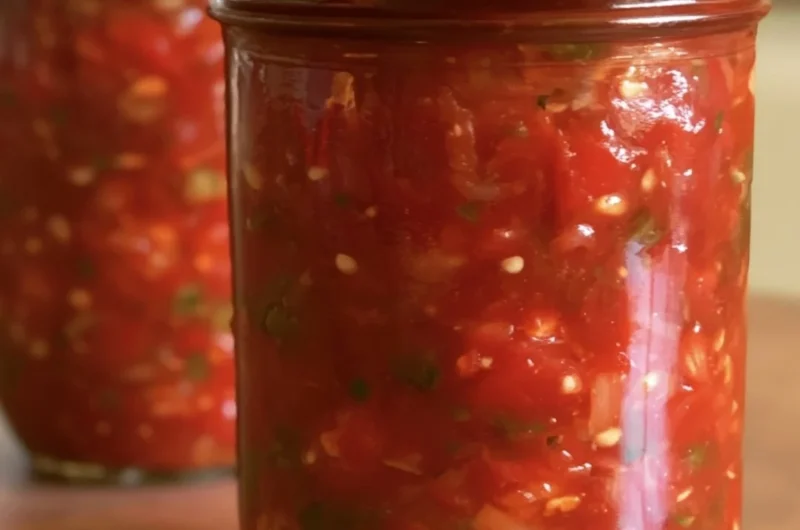 Bowl of vibrant homemade salsa made with fresh tomatoes and herbs