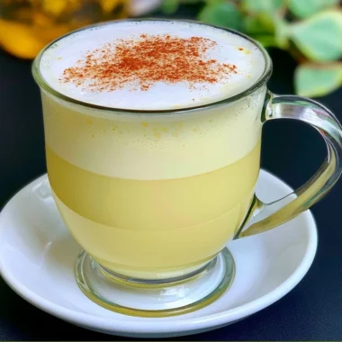 Honey chamomile tea latte served in a cozy cup with honey drizzle