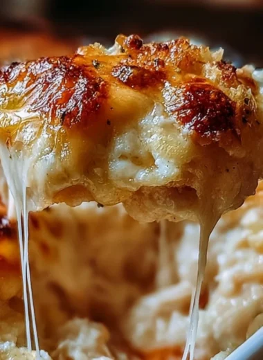 Cheesy Chicken Parmesan Casserole served in a baking dish.