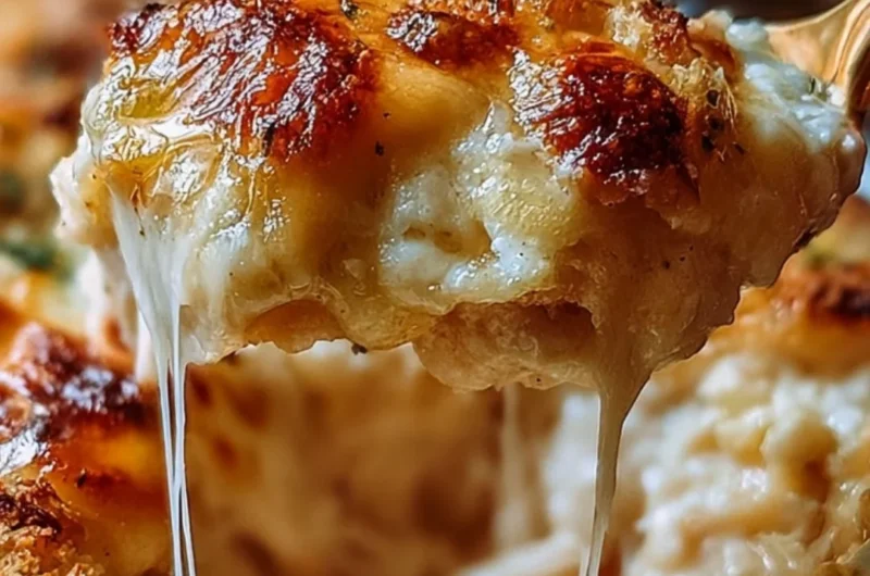 Cheesy Chicken Parmesan Casserole served in a baking dish.