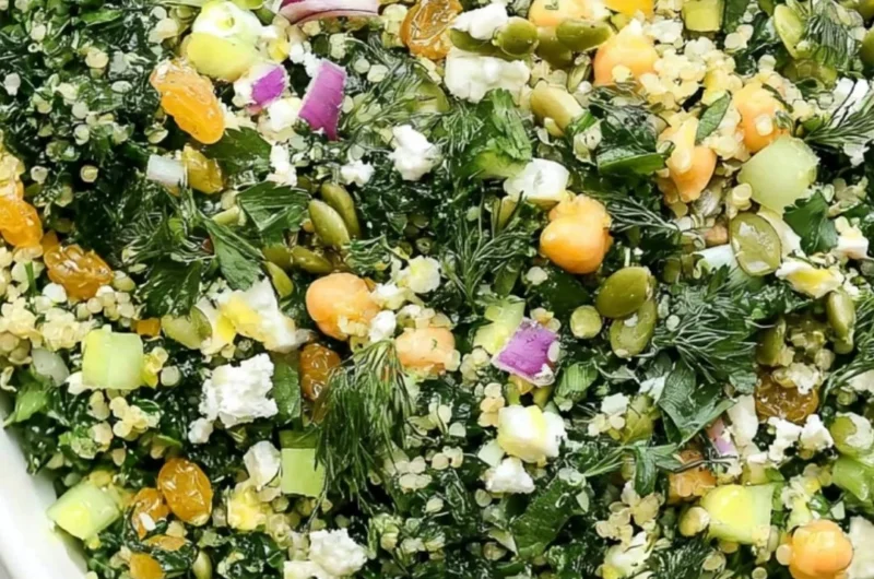 Healthy Kale Quinoa Salad with Lemon Dressing in a bowl