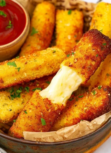 Keto Mozzarella Sticks on a plate, low carb snack perfect for keto diet