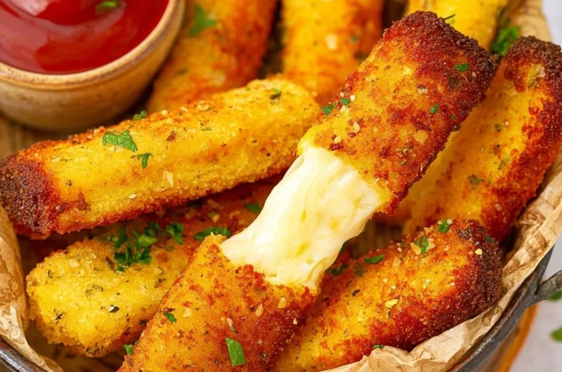 Keto Mozzarella Sticks on a plate, low carb snack perfect for keto diet