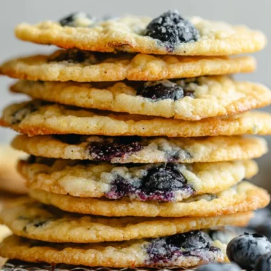 Vegan lemon blueberry cookies on a plate with fresh blueberries and lemon zest