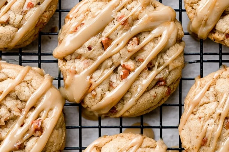 Delicious maple brown sugar cookies on a wooden table, perfectly baked and golden.