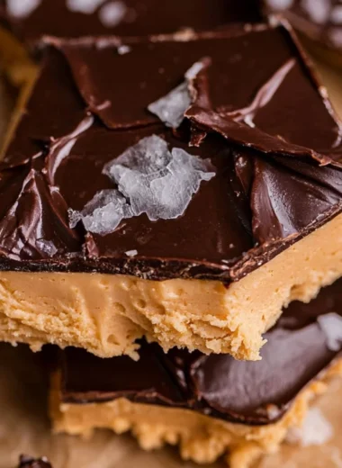 Peanut Butter Chocolate Greek Yogurt Bark on a parchment paper