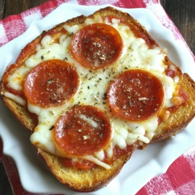Delicious garlic toast pizzas topped with cheese and pepperoni