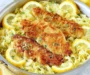 Romano Chicken with Lemon Garlic Pasta