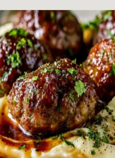 Delicious Salisbury Steak Meatballs with Garlic Herb Mashed Potatoes