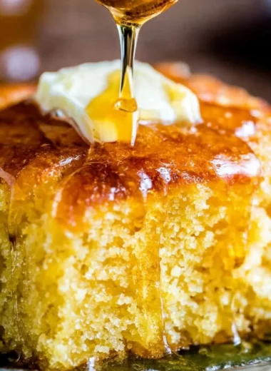 Sweet and moist honey cornbread baked to perfection