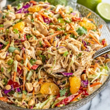 Delicious Thai Chicken Salad with fresh vegetables and herbs