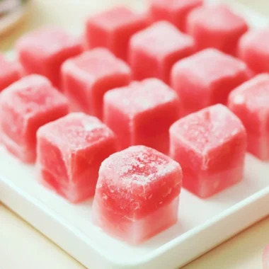 Colorful watermelon mochi dessert with a sweet and chewy texture