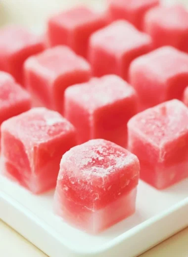 Colorful watermelon mochi dessert with a sweet and chewy texture