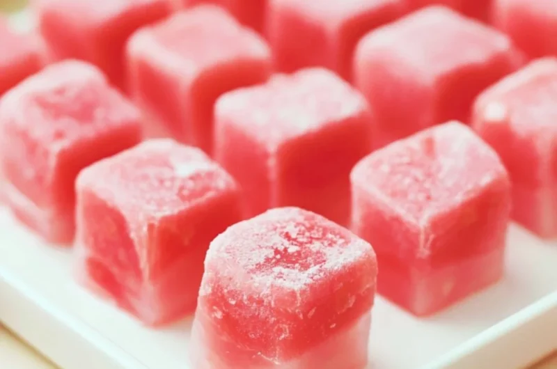 Colorful watermelon mochi dessert with a sweet and chewy texture