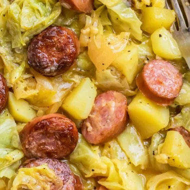 Delicious Cabbage, Potatoes, and Sausage dish served in a bowl