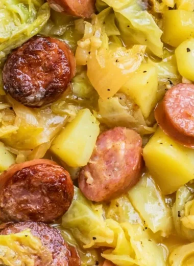 Delicious Cabbage, Potatoes, and Sausage dish served in a bowl