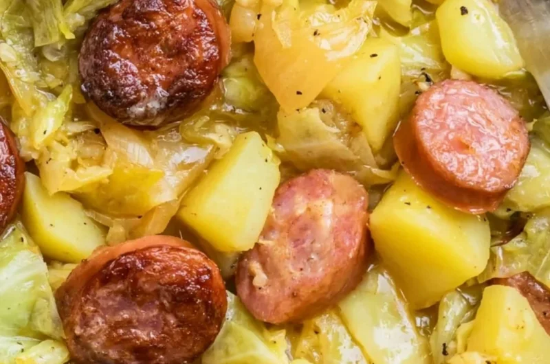 Delicious Cabbage, Potatoes, and Sausage dish served in a bowl