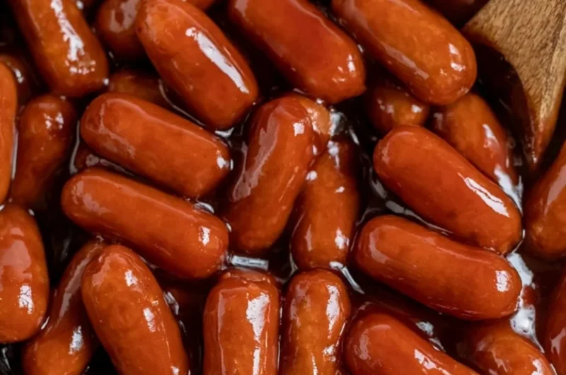 Crockpot BBQ Little Smokies in a serving dish