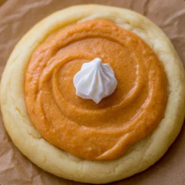 Crumbl Pumpkin Pie Cookies with fall spices and creamy frosting
