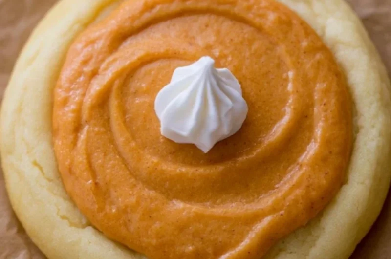 Crumbl Pumpkin Pie Cookies with fall spices and creamy frosting