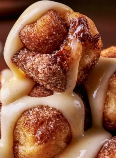 Gooey sourdough discard cinnamon roll bites fresh out of the oven