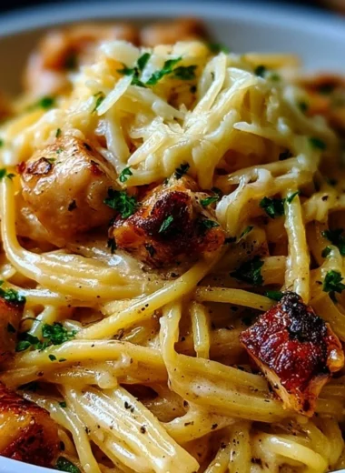 Delicious Monterey Chicken Spaghetti served in a bowl with fresh ingredients.