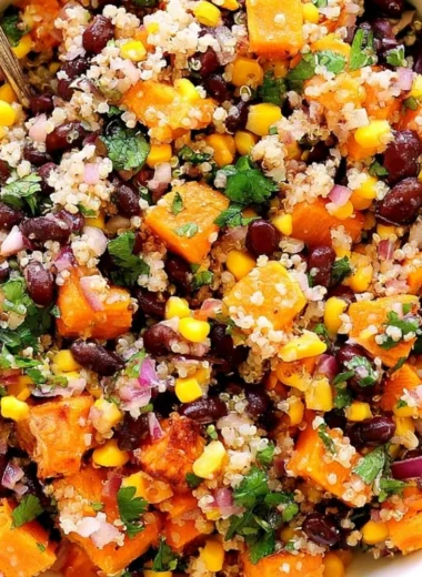 Roasted Sweet Potato Quinoa Salad with Black Beans and Avocado
