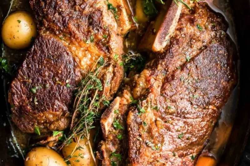 Mouth-watering slow cooker pork roast served with vegetables