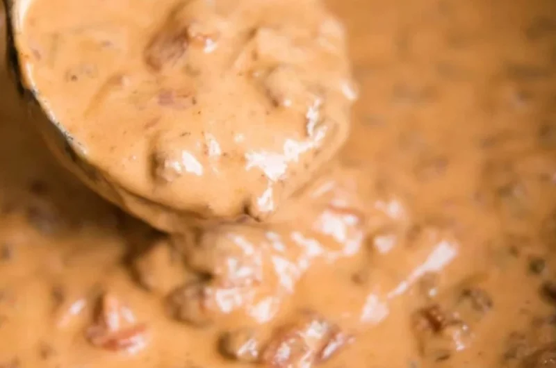 Slow Cooker Queso Dip in a serving bowl with tortilla chips