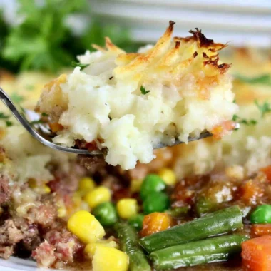 Traditional Shepherd's Pie with meat and mashed potatoes baked to perfection