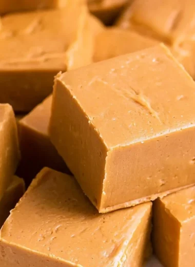 Delicious homemade peanut butter fudge cut into squares