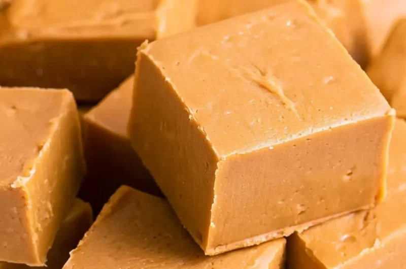 Delicious homemade peanut butter fudge cut into squares