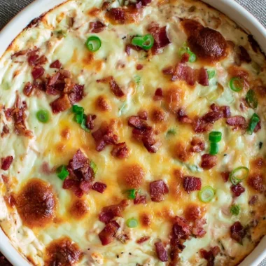 Creamy Bacon Gouda Dip with Smoked Cheese served in a bowl