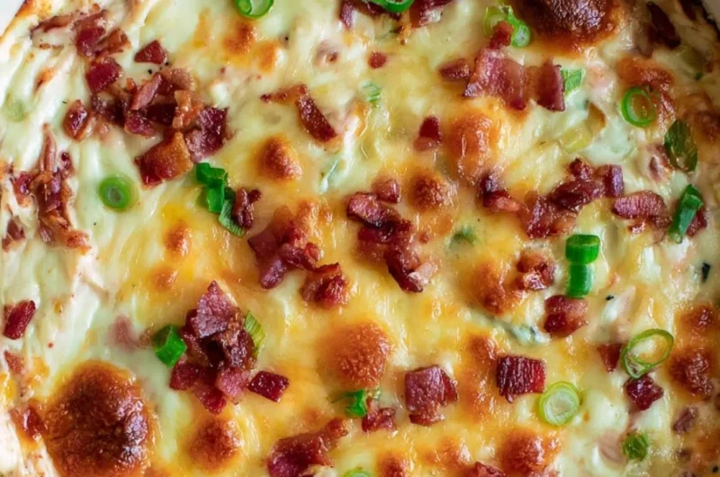 Creamy Bacon Gouda Dip with Smoked Cheese served in a bowl